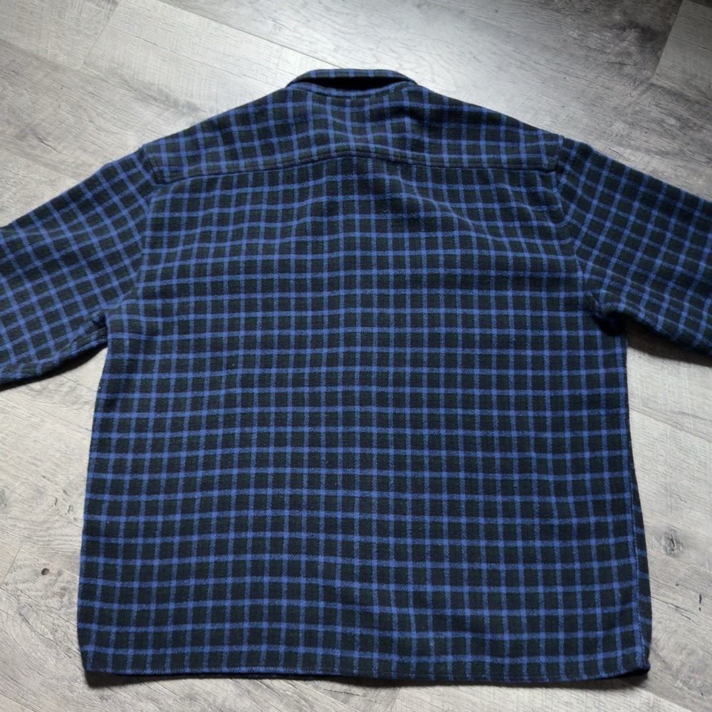 Vintage 90's Old Navy Men's Blue Plaid Italian Wool Blend Shirt Jacket Size 2XL - Picture 5 of 12